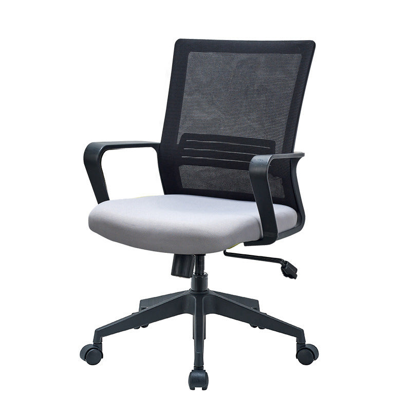 Modern Desk Chair Mesh Computer Chair Fixed Arm Office Chair Gray 1 Piece Clearhalo 'furn' 'furn_office_chair' 'Furniture' 'Office Chairs' 'Office Furniture' 'office_chair' 6046975