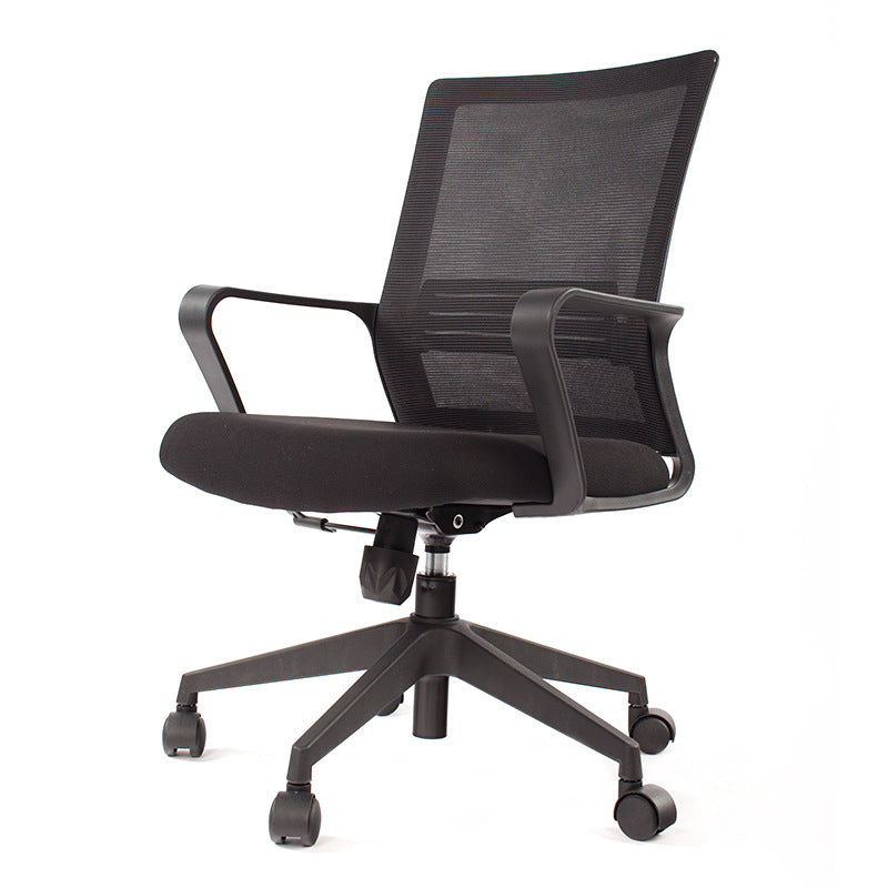 Modern Desk Chair Mesh Computer Chair Fixed Arm Office Chair Black 1 Piece Clearhalo 'furn' 'furn_office_chair' 'Furniture' 'Office Chairs' 'Office Furniture' 'office_chair' 6046977