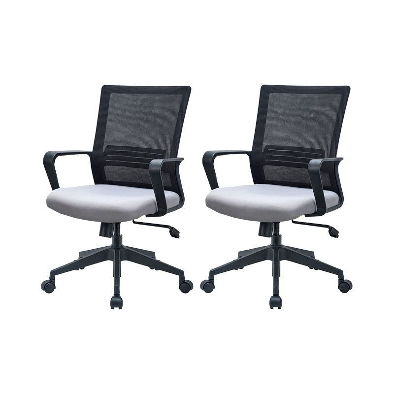 Modern Desk Chair Mesh Computer Chair Fixed Arm Office Chair Gray 2 Piece Set Clearhalo 'furn' 'furn_office_chair' 'Furniture' 'Office Chairs' 'Office Furniture' 'office_chair' 6046981