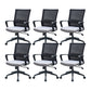 Modern Desk Chair Mesh Computer Chair Fixed Arm Office Chair Gray 6 Piece Set Clearhalo 'furn' 'furn_office_chair' 'Furniture' 'Office Chairs' 'Office Furniture' 'office_chair' 6046985