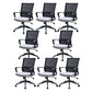 Modern Desk Chair Mesh Computer Chair Fixed Arm Office Chair Gray 8 Piece Set Clearhalo 'furn' 'furn_office_chair' 'Furniture' 'Office Chairs' 'Office Furniture' 'office_chair' 6046987