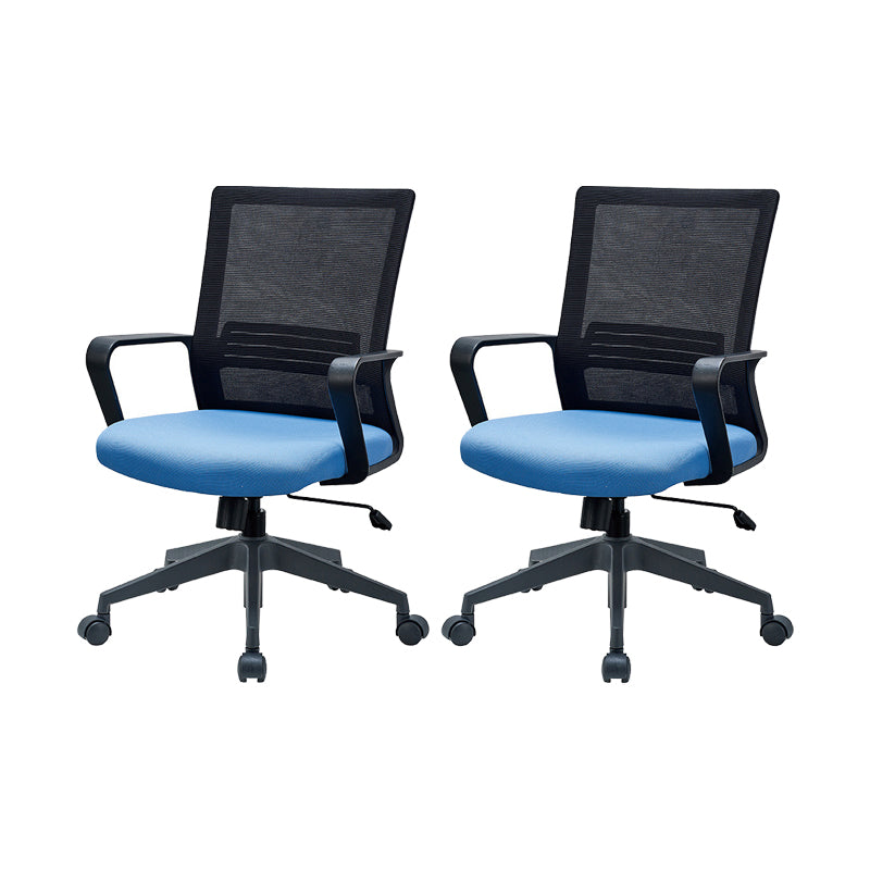 Modern Desk Chair Mesh Computer Chair Fixed Arm Office Chair Blue 2 Piece Set Clearhalo 'furn' 'furn_office_chair' 'Furniture' 'Office Chairs' 'Office Furniture' 'office_chair' 6046993