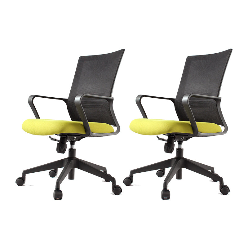 Modern Desk Chair Mesh Computer Chair Fixed Arm Office Chair Green 2 Piece Set Clearhalo 'furn' 'furn_office_chair' 'Furniture' 'Office Chairs' 'Office Furniture' 'office_chair' 6046997