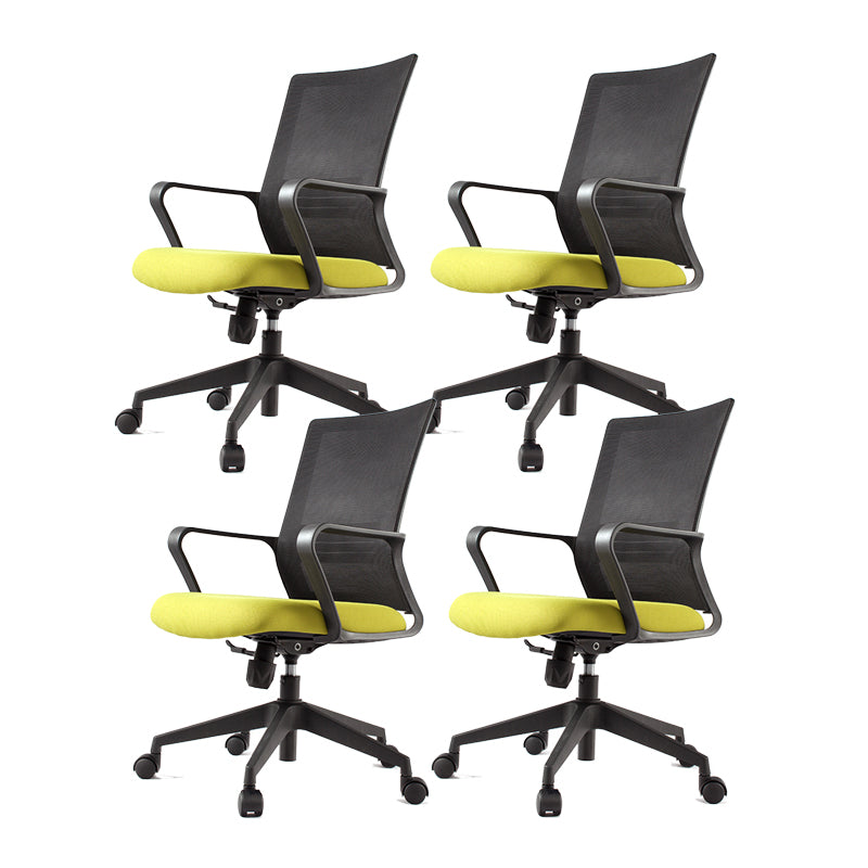 Modern Desk Chair Mesh Computer Chair Fixed Arm Office Chair Green 4 Piece Set Clearhalo 'furn' 'furn_office_chair' 'Furniture' 'Office Chairs' 'Office Furniture' 'office_chair' 6046998