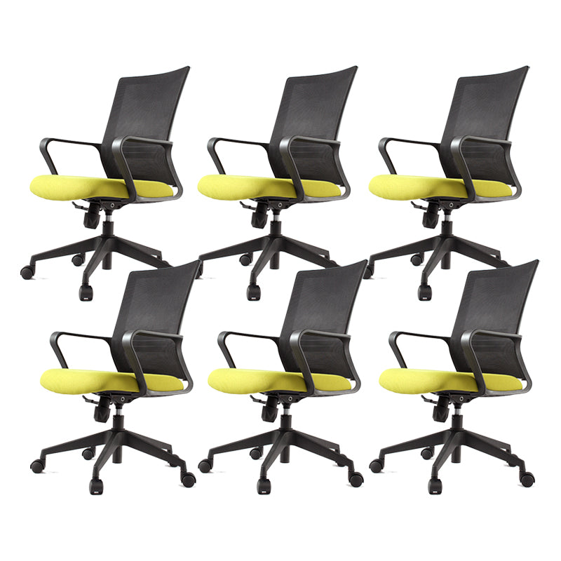 Modern Desk Chair Mesh Computer Chair Fixed Arm Office Chair Green 6 Piece Set Clearhalo 'furn' 'furn_office_chair' 'Furniture' 'Office Chairs' 'Office Furniture' 'office_chair' 6046999