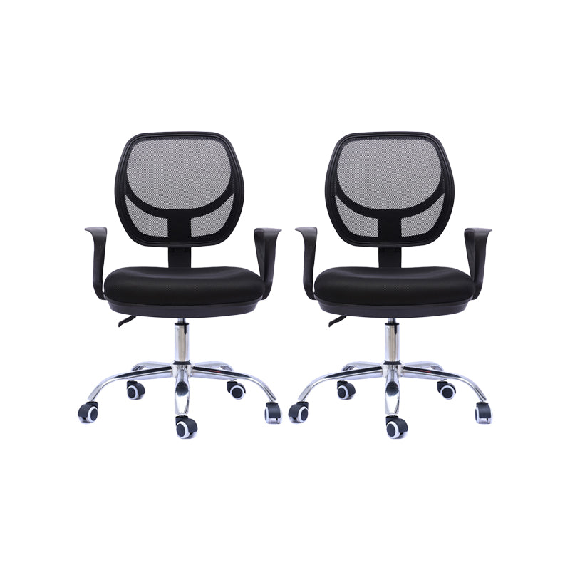 Contemporary Arm Chair Fixed Arm Adjustable Seat Height Swivel Office Chair 2 Piece Set Metal Clearhalo 'furn' 'furn_office_chair' 'Furniture' 'Office Chairs' 'Office Furniture' 'office_chair' 6047111