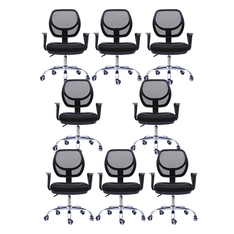 Contemporary Arm Chair Fixed Arm Adjustable Seat Height Swivel Office Chair 8 Piece Set Metal Clearhalo 'furn' 'furn_office_chair' 'Furniture' 'Office Chairs' 'Office Furniture' 'office_chair' 6047116