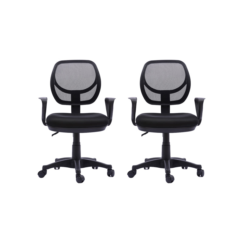 Contemporary Arm Chair Fixed Arm Adjustable Seat Height Swivel Office Chair 2 Piece Set Nylon Clearhalo 'furn' 'furn_office_chair' 'Furniture' 'Office Chairs' 'Office Furniture' 'office_chair' 6047118