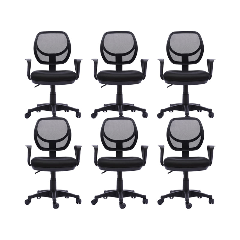 Contemporary Arm Chair Fixed Arm Adjustable Seat Height Swivel Office Chair 6 Piece Set Nylon Clearhalo 'furn' 'furn_office_chair' 'Furniture' 'Office Chairs' 'Office Furniture' 'office_chair' 6047123