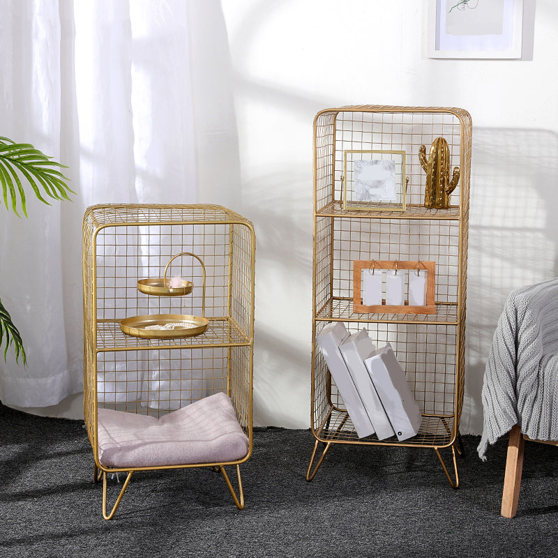 Light Luxury Metal Bookshelf Closed Back Shelf Bookcase with Legs