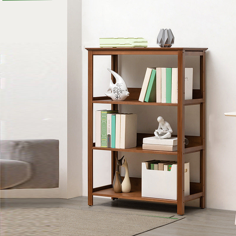 Modern Brown Vertical Book Shelf Bamboo Etagere Open Plank voor thuis