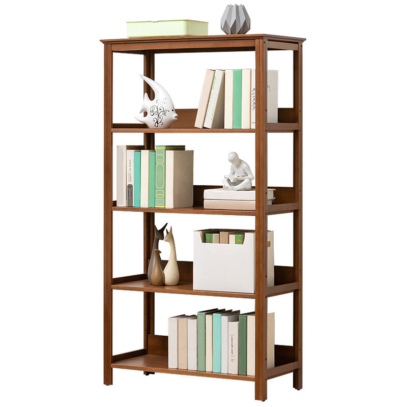 Modern Brown Vertical Book Shelf Bamboo Etagere Open Plank voor thuis