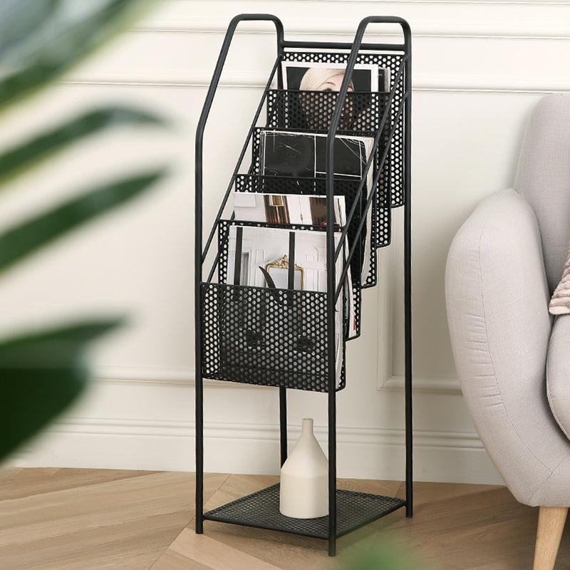 5 Tiers Shelf Bookcase 38" H x 12" W Metal Book Shelf Closed Back