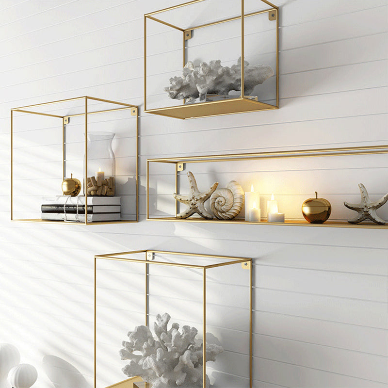Glam Open Shelf Bookcase Floating Metal Book Shelf for Living Room Clearhalo 'Bookcases' 'furn' 'furn_bookcases' 'Furniture' 'Office Furniture' 6047311