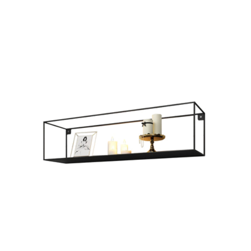 Glam Open Shelf Bookcase Floating Metal Book Shelf for Living Room 25.6"L x 5.9"W x 6.3"H Black Clearhalo 'Bookcases' 'furn' 'furn_bookcases' 'Furniture' 'Office Furniture' 6047312