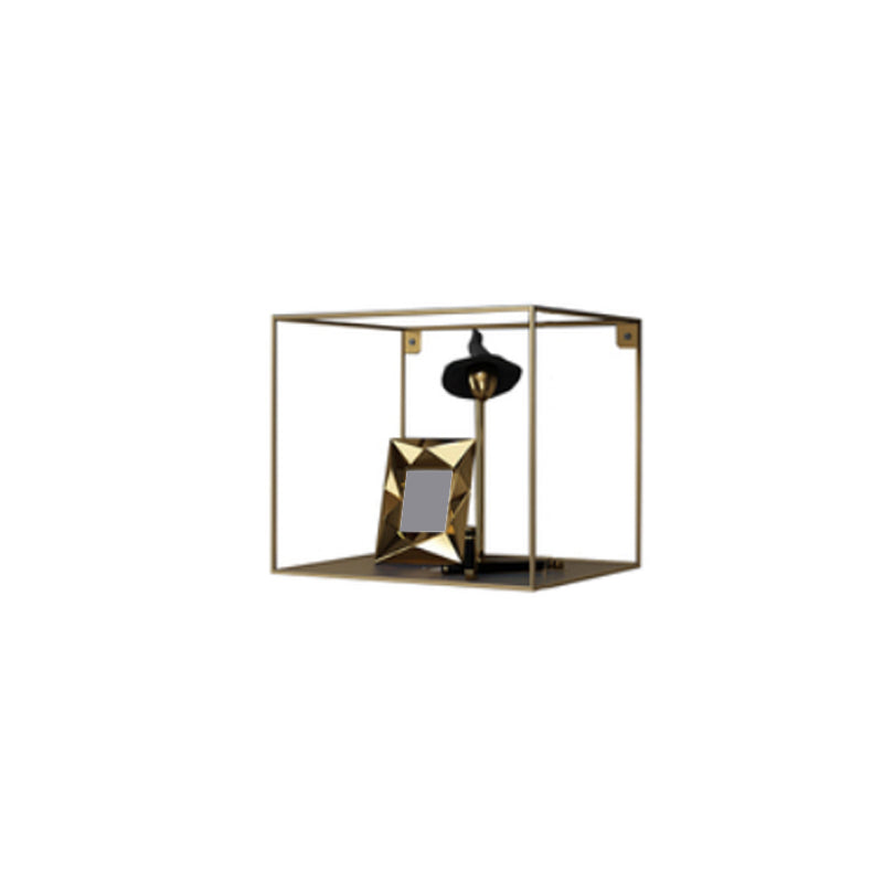 Glam Open Shelf Bookcase Floating Metal Book Shelf for Living Room 11.8"L x 7.9"W x 9.8"H Gold Clearhalo 'Bookcases' 'furn' 'furn_bookcases' 'Furniture' 'Office Furniture' 6047314