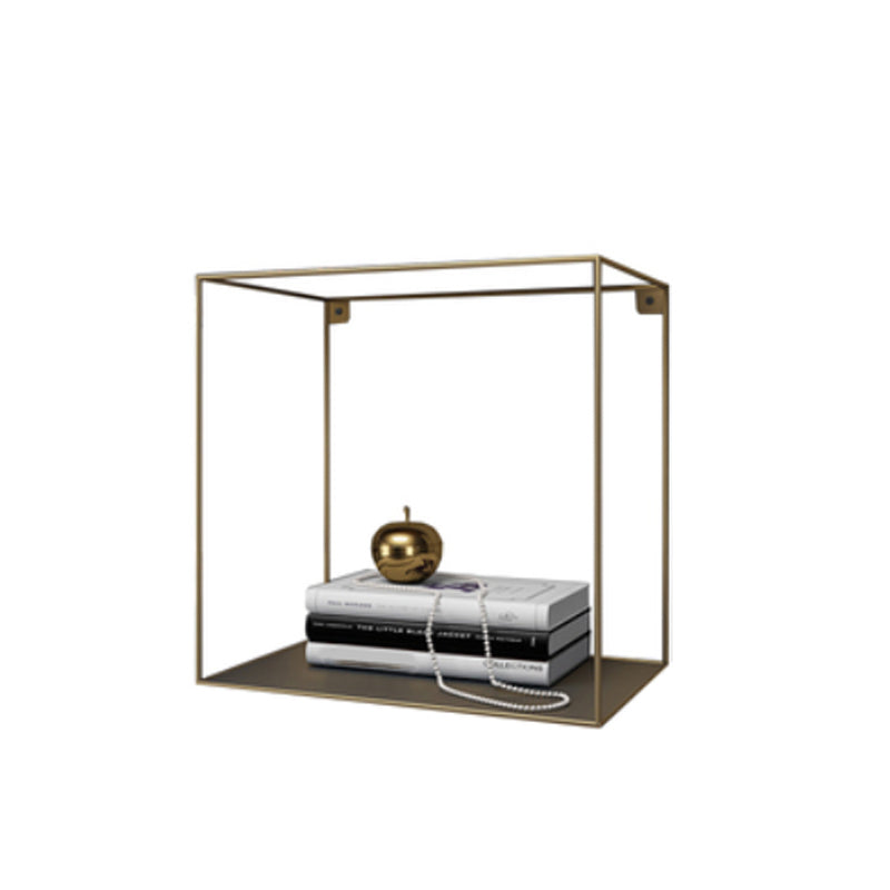 Glam Open Shelf Bookcase Floating Metal Book Shelf for Living Room 13.8"L x 9.8"W x 13.8"H Gold Clearhalo 'Bookcases' 'furn' 'furn_bookcases' 'Furniture' 'Office Furniture' 6047316