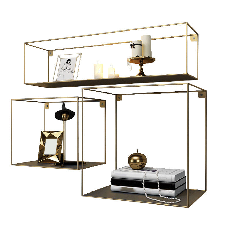 Glam Open Shelf Bookcase Floating Metal Book Shelf for Living Room Clearhalo 'Bookcases' 'furn' 'furn_bookcases' 'Furniture' 'Office Furniture' 6047317