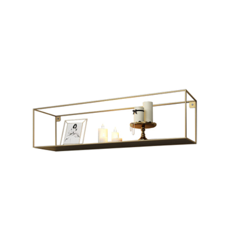 Glam Open Shelf Bookcase Floating Metal Book Shelf for Living Room 25.6"L x 5.9"W x 6.3"H Gold Clearhalo 'Bookcases' 'furn' 'furn_bookcases' 'Furniture' 'Office Furniture' 6047318