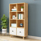 Natural Modern Bookshelf Wood Closed Back Bookcase with Drawer Storage
