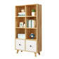 Natural Modern Bookshelf Wood Closed Back Bookcase with Drawer Storage