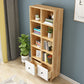 Natural Modern Bookshelf Wood Closed Back Bookcase with Drawer Storage