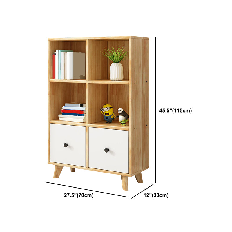 Natural Modern Bookshelf Wood Closed Back Bookcase with Drawer Storage