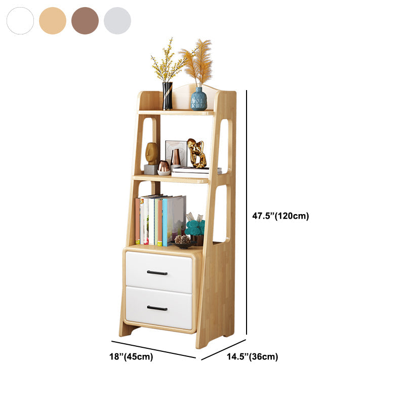 はしご本棚引き出しストレージ付きモダンな木製本棚47 "H x 14" w