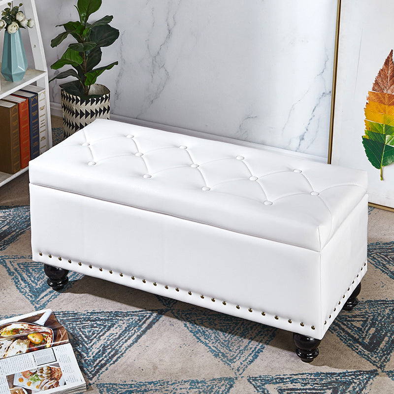 15.7" W Cushioned Bench Upholstered Mid-Century Modern Seating Bench White Clearhalo 'Benches' 'Chairs & Seating' 'furn' 'furn_benches' 'Furniture' 'Living Room Furniture' 6047488