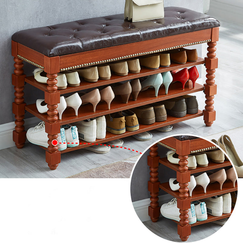 Rectangle 13.8" Wide Seating Bench Cushioned Upholstered Entryway Bench in Rubberwood Clearhalo 'Benches' 'Chairs & Seating' 'furn' 'furn_benches' 'Furniture' 'Living Room Furniture' 6047621