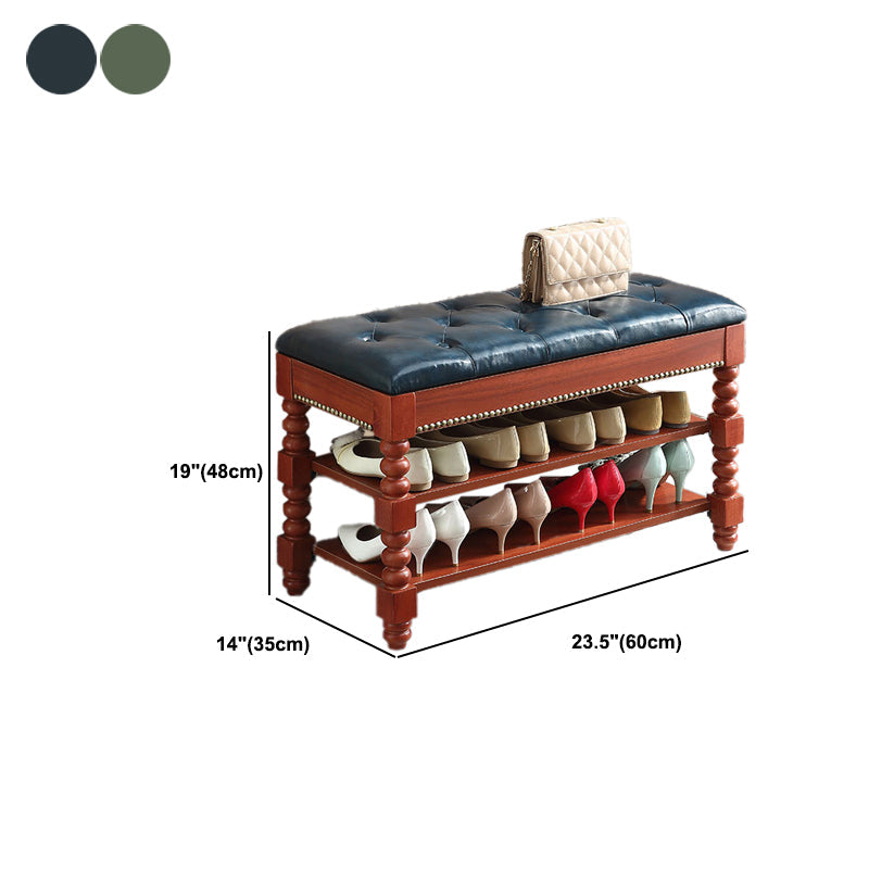 Rectangle 13.8" Wide Seating Bench Cushioned Upholstered Entryway Bench in Rubberwood Clearhalo 'Benches' 'Chairs & Seating' 'furn' 'furn_benches' 'Furniture' 'Living Room Furniture' 6047624