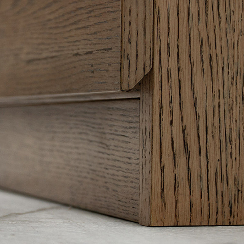 スカンジナビアオイルオークストレージキャビネットガラスドアリビングルーム用のキャビネットを表示