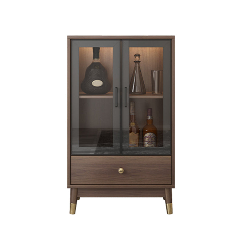 Faux Wood Modern Display Cabinet Glass Doors Storage Cabinet with Drawers for Bedroom 24"L x 16"W x 39"H Walnut Clearhalo 'Display & China Cabinets' 'display_china_cabinets' 'furn' 'furn_display_china_cabinets' 'Furniture' 'Kitchen & Dining Furniture' 6047737
