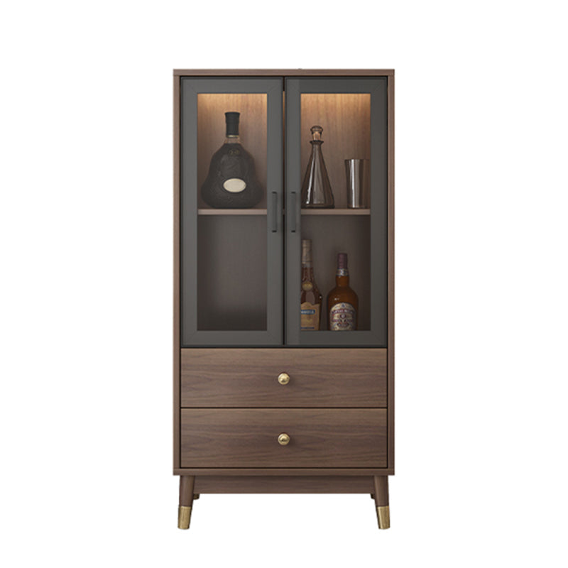 Faux Wood Modern Display Cabinet Glass Doors Storage Cabinet with Drawers for Bedroom 24"L x 16"W x 49"H Walnut Clearhalo 'Display & China Cabinets' 'display_china_cabinets' 'furn' 'furn_display_china_cabinets' 'Furniture' 'Kitchen & Dining Furniture' 6047743