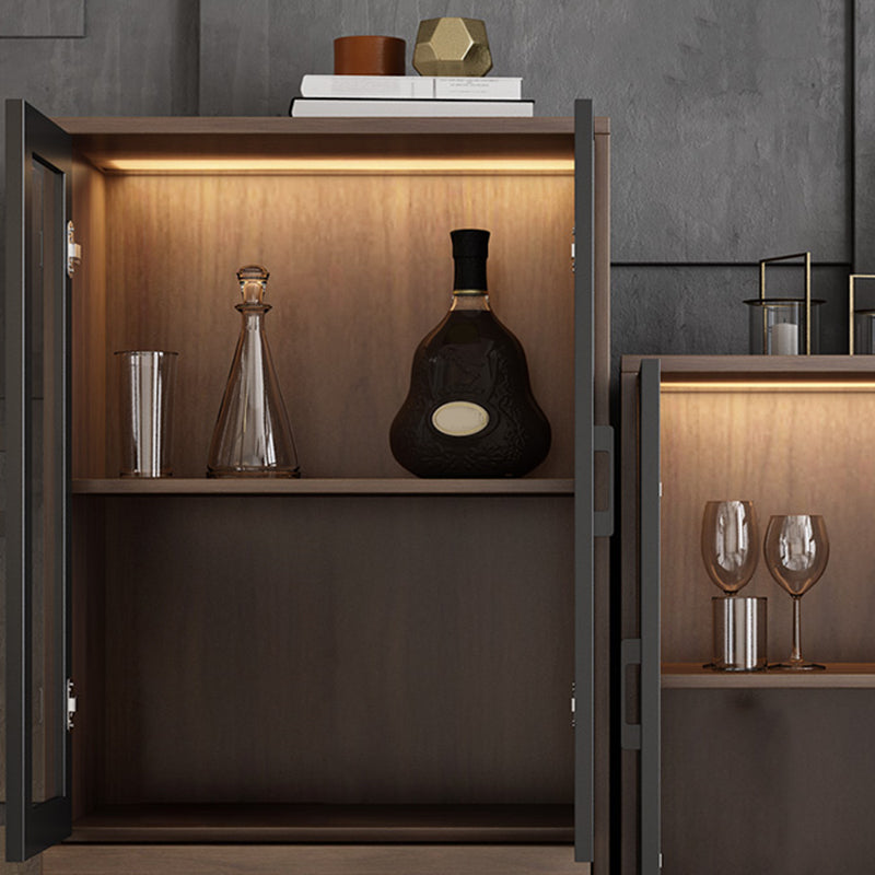 Faux Wood Modern Display Cabinet Glass Doors Storage Cabinet with Drawers for Bedroom Clearhalo 'Display & China Cabinets' 'display_china_cabinets' 'furn' 'furn_display_china_cabinets' 'Furniture' 'Kitchen & Dining Furniture' 6047744