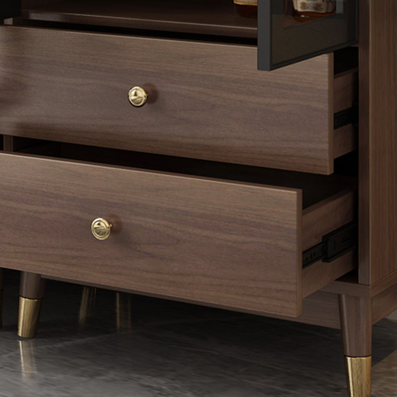 Faux Wood Modern Display Cabinet Glass Doors Storage Cabinet with Drawers for Bedroom Clearhalo 'Display & China Cabinets' 'display_china_cabinets' 'furn' 'furn_display_china_cabinets' 'Furniture' 'Kitchen & Dining Furniture' 6047746