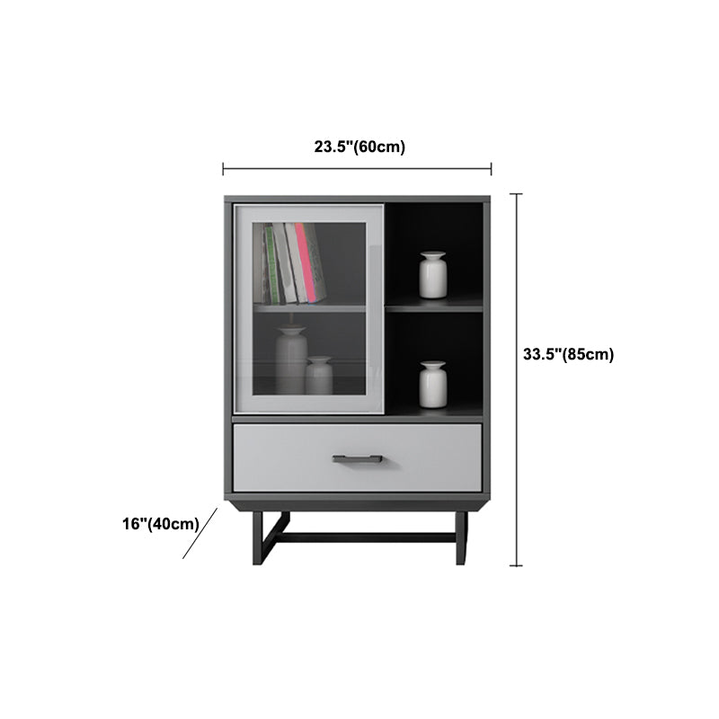 Faux Wood Modern Display Cabinet Glass Doors Storage Cabinet with Drawers for Bedroom Clearhalo 'Display & China Cabinets' 'display_china_cabinets' 'furn' 'furn_display_china_cabinets' 'Furniture' 'Kitchen & Dining Furniture' 6047752