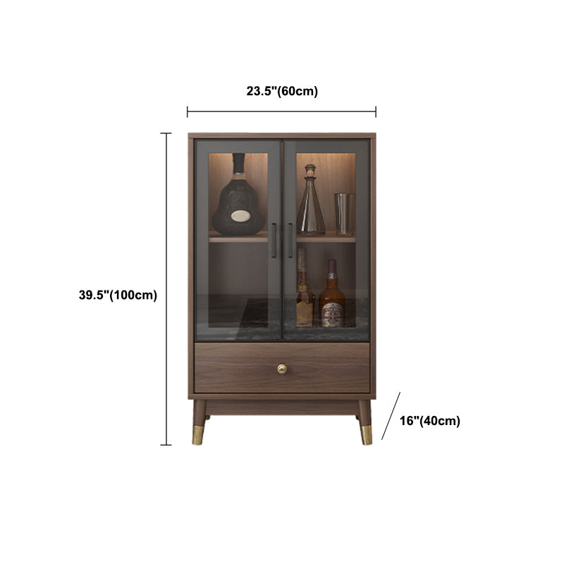 Faux Wood Modern Display Cabinet Glass Doors Storage Cabinet with Drawers for Bedroom Clearhalo 'Display & China Cabinets' 'display_china_cabinets' 'furn' 'furn_display_china_cabinets' 'Furniture' 'Kitchen & Dining Furniture' 6047754