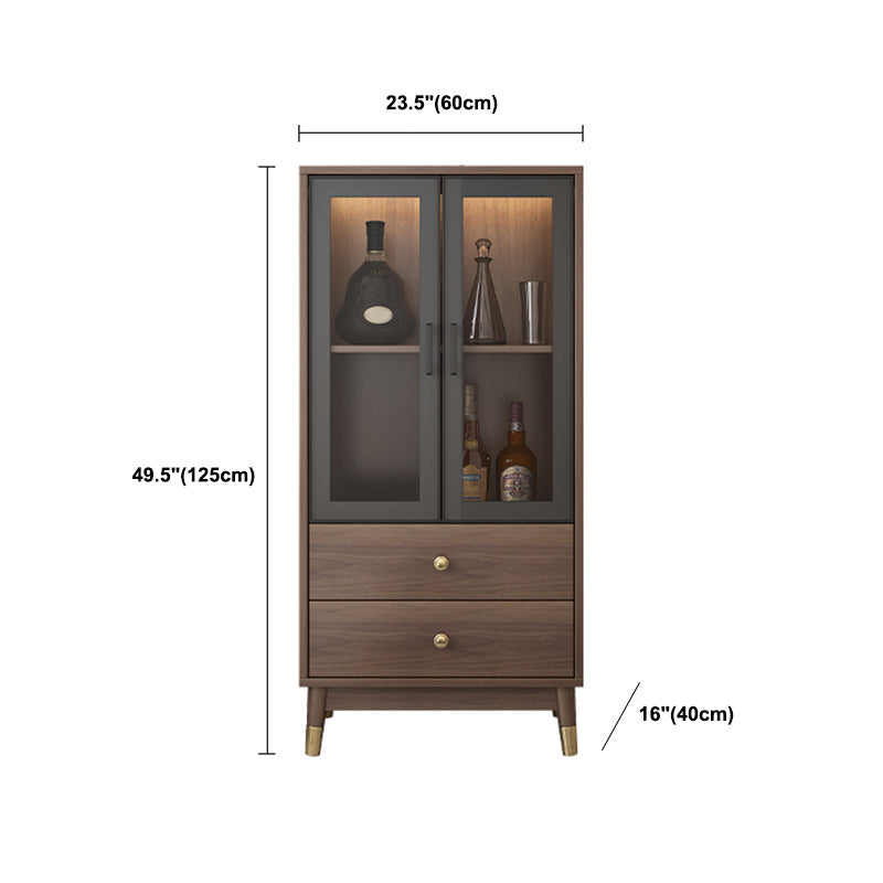 Faux Wood Modern Display Cabinet Glass Doors Storage Cabinet with Drawers for Bedroom Clearhalo 'Display & China Cabinets' 'display_china_cabinets' 'furn' 'furn_display_china_cabinets' 'Furniture' 'Kitchen & Dining Furniture' 6047755