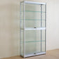 Modern Metal Display Stand Glass Shelves Curio Cabinet in White/ Gold