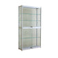 Modern Metal Display Stand Glass Shelves Curio Cabinet in White/ Gold