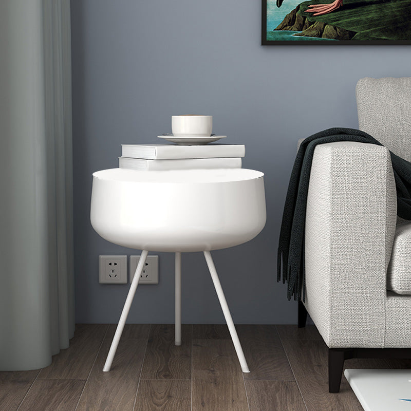 Modernas patas de la mesa nocturna de metal incluye mesita de noche redonda para el dormitorio