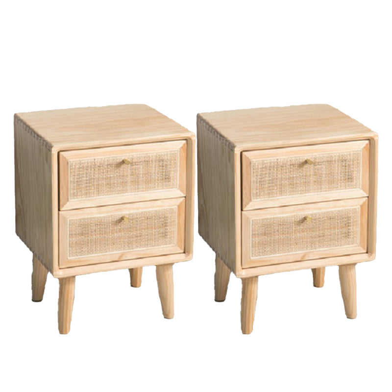 Mesa de noche de acento contemporáneo 21.26 "Alto 2 cajones de cama Nightsand