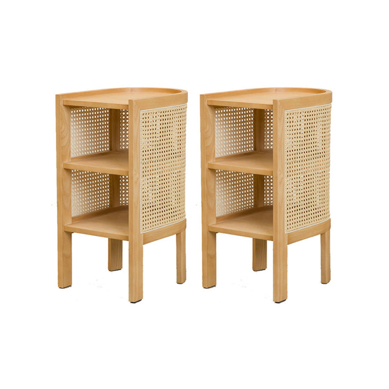 Mesa de noche de madera sólida de cama de cama moderna con estante inferior, 24.4 "de alto