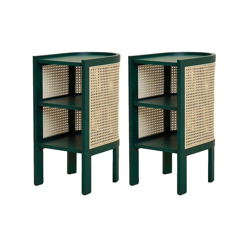 Mesa de noche de madera sólida de cama de cama moderna con estante inferior, 24.4 "de alto