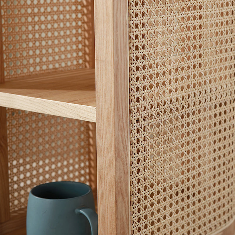 Mesa de noche de madera sólida de cama de cama moderna con estante inferior, 24.4 "de alto