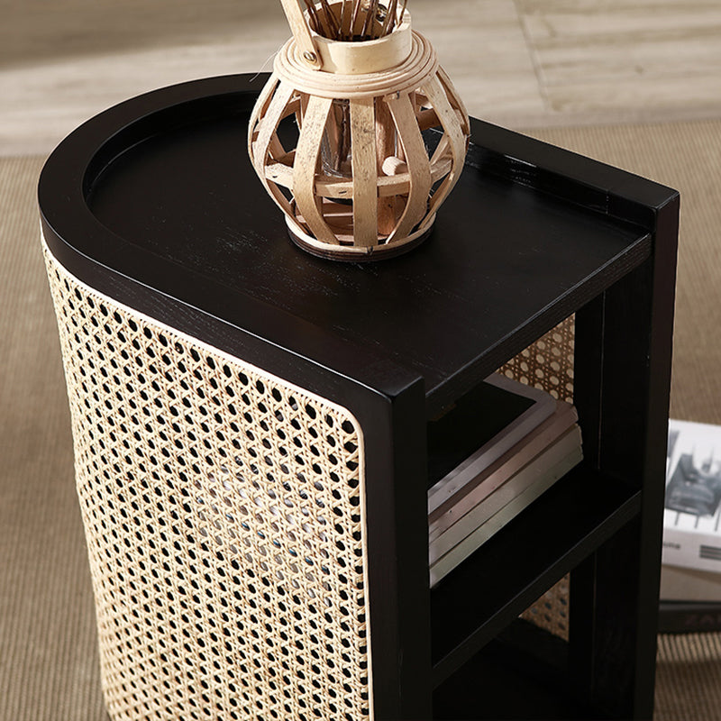 Mesa de noche de madera sólida de cama de cama moderna con estante inferior, 24.4 "de alto