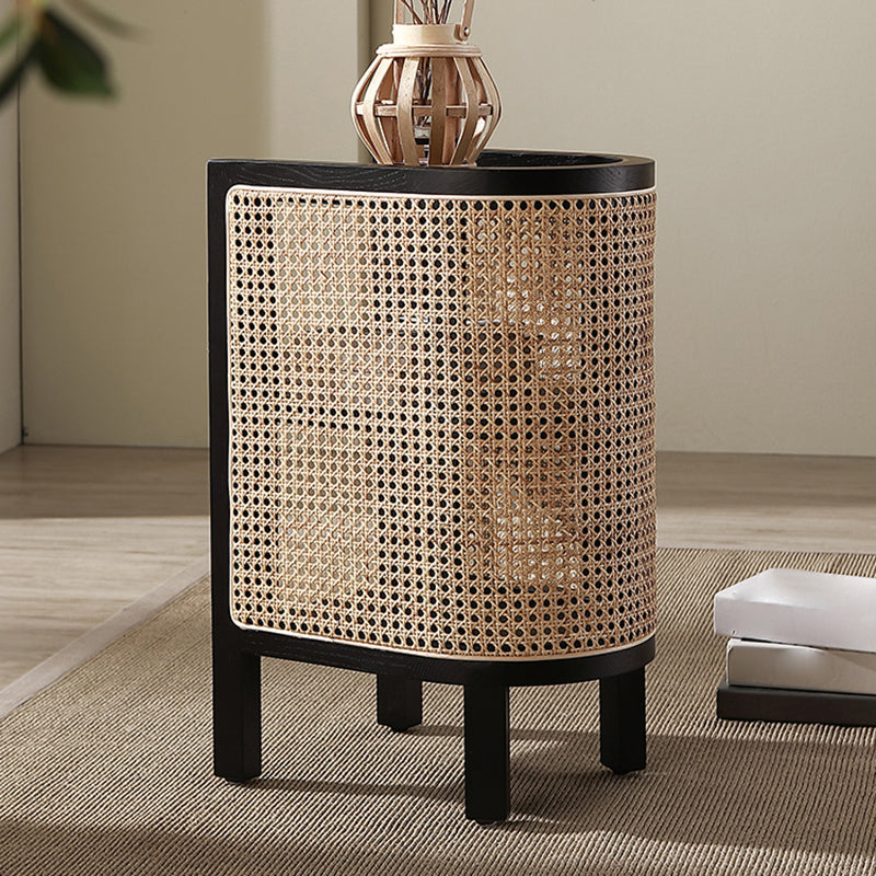 Mesa de noche de madera sólida de cama de cama moderna con estante inferior, 24.4 "de alto