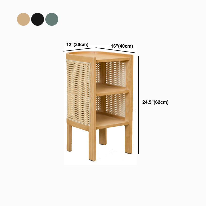 Mesa de noche de madera sólida de cama de cama moderna con estante inferior, 24.4 "de alto