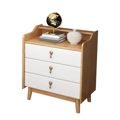 Glam Rubber Wood Bedroom Storage Chest Vertical Chest with Drawers Natural Wood White 3 Clearhalo 'Bedroom Furniture' 'Dressers & Chests' 'dressers_chests' 'furn' 'furn_dressers_chests' 'Furniture' 6048084
